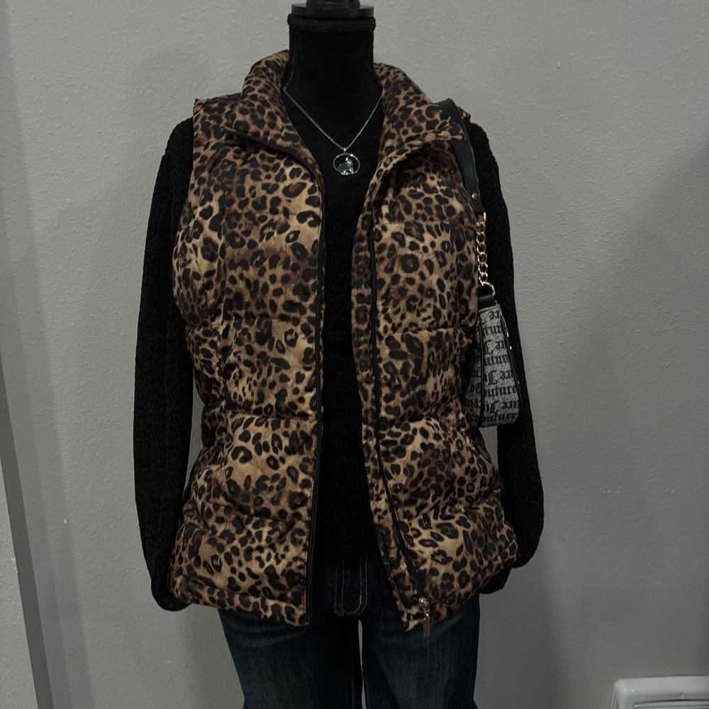 Charter Club Brown Leopard Print Vest